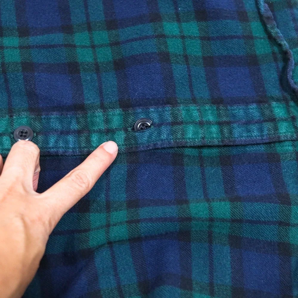 J.‎ Crew Classic Double Brushed Midweight Flannel Shirt Blue Green Plaid Size S